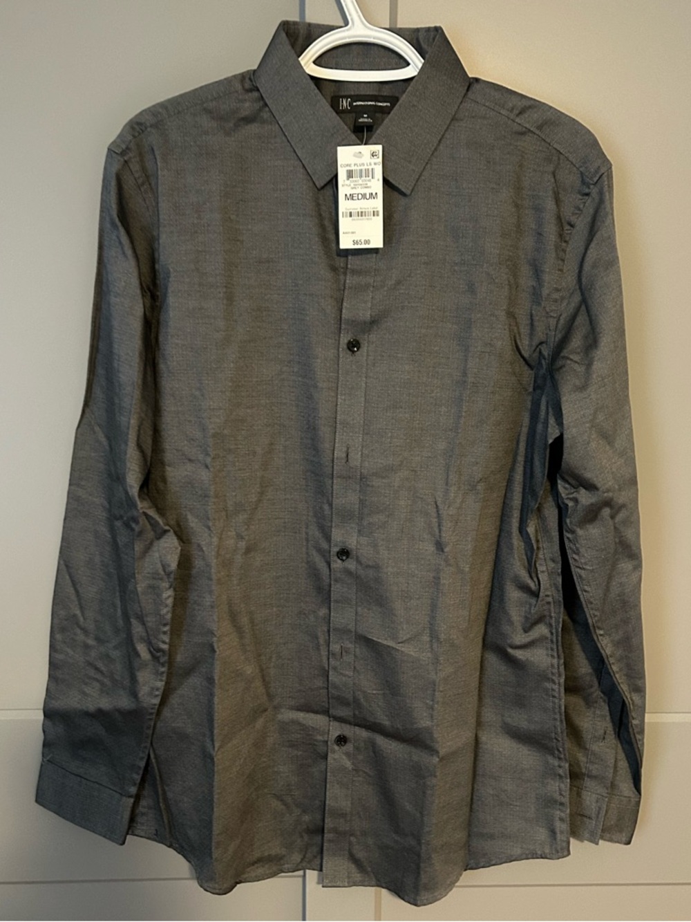 INC International Concepts Gray Combo Men's Button-Up Dress Shirt
